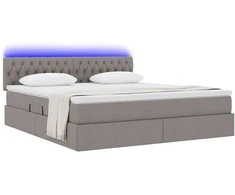 Lova su daiktų laikymo vieta ir LED Taupe 160 x 200 cm audinys