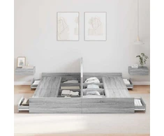 Lova su daiktų laikymo vieta Pilkas Sonoma 200 x 200 cm