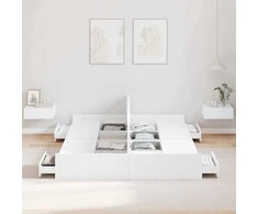 Lova su daiktų laikymo vieta su galvūgalio Balta 140 x 200 cm