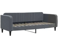 Sofa Lova su ištraukiama dalimi/čiužiniu, pilka, 90x190cm, aksomas