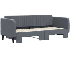 Sofa Lova su ištraukiama dalimi, tamsiai pilka, 80x200cm, aksomas