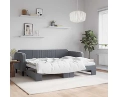 Sofa Lova su ištraukiama dalimi, tamsiai pilka, 80x200cm, aksomas