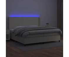 Lova su spyruoklėmis ir čiužiniu/LED, kreminė, 200x200 cm