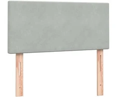 Lova su spyruoklėmis ir čiužiniu, pilka, 90x220 cm, aksomas