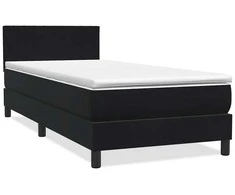 Lova su spyruokliniu/čiužiniu/LED, juoda, 90x210 cm, aksominė