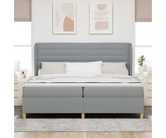 Kiemas lova su čiužiniu Šviesiai pilka 200 x 200 cm audinys