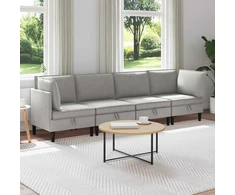 Sofa Svetainės baldų komplektas 4 vnt. Šviesiai pilka Audinys