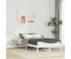 Lova Lovos rėmas Balta 135 x 190 cm Kietos pušies mediena