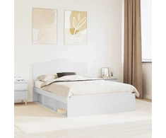Lovos rėmas Balta 150 x 200 cm Kietos pušies mediena