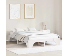 Lovos rėmas Balta 150 x 200 cm Kietos pušies mediena