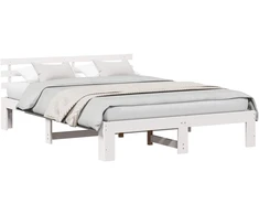 Lovos rėmas Balta 150 x 200 cm Kietos pušies mediena