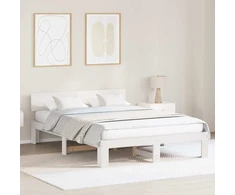 Lovos rėmas Balta 150 x 200 cm Kietos pušies mediena