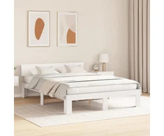 Lovos rėmas Balta 150 x 200 cm Kietos pušies mediena