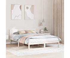 Lovos rėmas Balta 150 x 200 cm Kietos pušies mediena