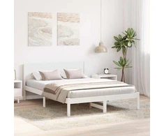 Lovos rėmas Balta 150 x 200 cm Pušies medienos masyvas