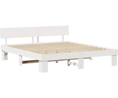 Lovos rėmas Balta 180 x 200 cm Kietos pušies mediena