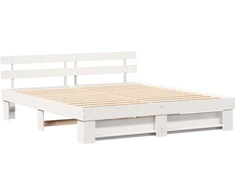 Lovos rėmas Balta 200 x 200 cm Kietos pušies mediena