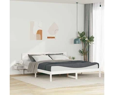 Lovos rėmas Balta 200 x 200 cm Kietos pušies mediena