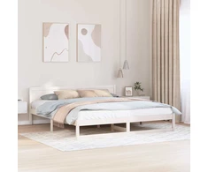 Lovos rėmas Balta 200 x 200 cm Kietos pušies mediena