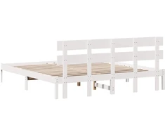 Lovos rėmas Balta 200 x 200 cm Pušies medienos masyvas
