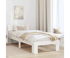 Lova Lovos rėmas Balta 90 x 190 cm Kietos pušies mediena