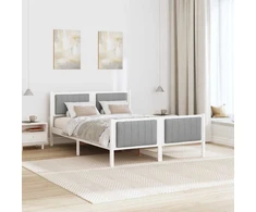 Lova Lovos rėmas Balta ir šviesiai pilka 135 x 190 cm Pušies masyvas