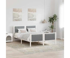 Lova Lovos rėmas Balta ir šviesiai pilka 135 x 190 cm Pušies masyvas