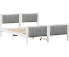 Lovos rėmas Balta ir šviesiai pilka 150 x 200 cm Pušies masyvas