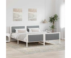Lovos rėmas Balta ir šviesiai pilka 180 x 200 cm Pušies masyvas