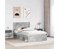 Lova Lovos rėmas Betoninė 120 x 190 cm Kietos pušies mediena