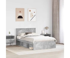 Lova Lovos rėmas Betoninė 120 x 190 cm Kietos pušies mediena