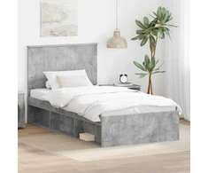 Lova Lovos rėmas Betono pilka 100 x 200 cm Kietos pušies mediena
