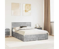 Lova Lovos rėmas Betono pilka 135 x 190 cm Apdirbta mediena
