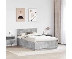 Lova Lovos rėmas Betono pilka 135 x 190 cm Apdirbta mediena