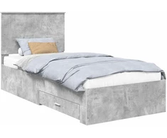 Lova Lovos rėmas Betono pilka 90 x 190 cm Apdirbta mediena