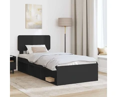 Lova Lovos rėmas Juoda 100 x 200 cm Kietos pušies mediena