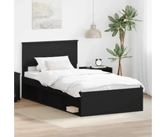 Lova Lovos rėmas Juoda 100 x 200 cm Kietos pušies mediena