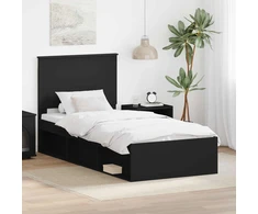 Lova Lovos rėmas Juoda 100 x 200 cm Kietos pušies mediena