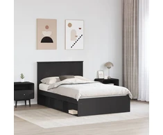 Lova Lovos rėmas Juoda 120 x 200 cm Kietos pušies mediena