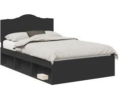 Lova Lovos rėmas Juoda 135 x 190 cm Kietos pušies mediena