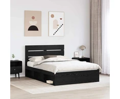 Lovos rėmas Juoda 150 x 200 cm Kietos pušies mediena