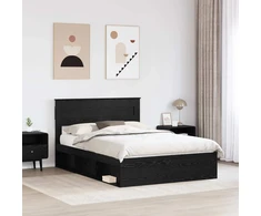 Lovos rėmas Paprastas Juoda 150 x 200 cm Kietos pušies mediena