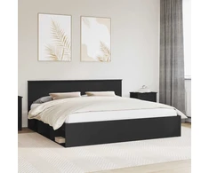 Lovos rėmas Juoda 200 x 200 cm Kietos pušies mediena