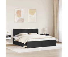 Lovos rėmas Juoda 200 x 200 cm Kietos pušies mediena