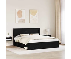 Lovos rėmas Juoda 200 x 200 cm Kietos pušies mediena