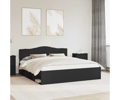 Lovos rėmas Juoda 200 x 200 cm Kietos pušies mediena
