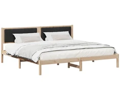 Lovos rėmas Juoda 200 x 200 cm Kietos pušies mediena