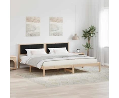 Lovos rėmas Juoda 200 x 200 cm Kietos pušies mediena