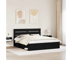 Lovos rėmas Juoda 200 x 200 cm Kietos pušies mediena