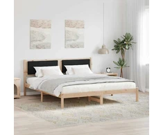 Lovos rėmas Juoda 200 x 200 cm Kietos pušies mediena
